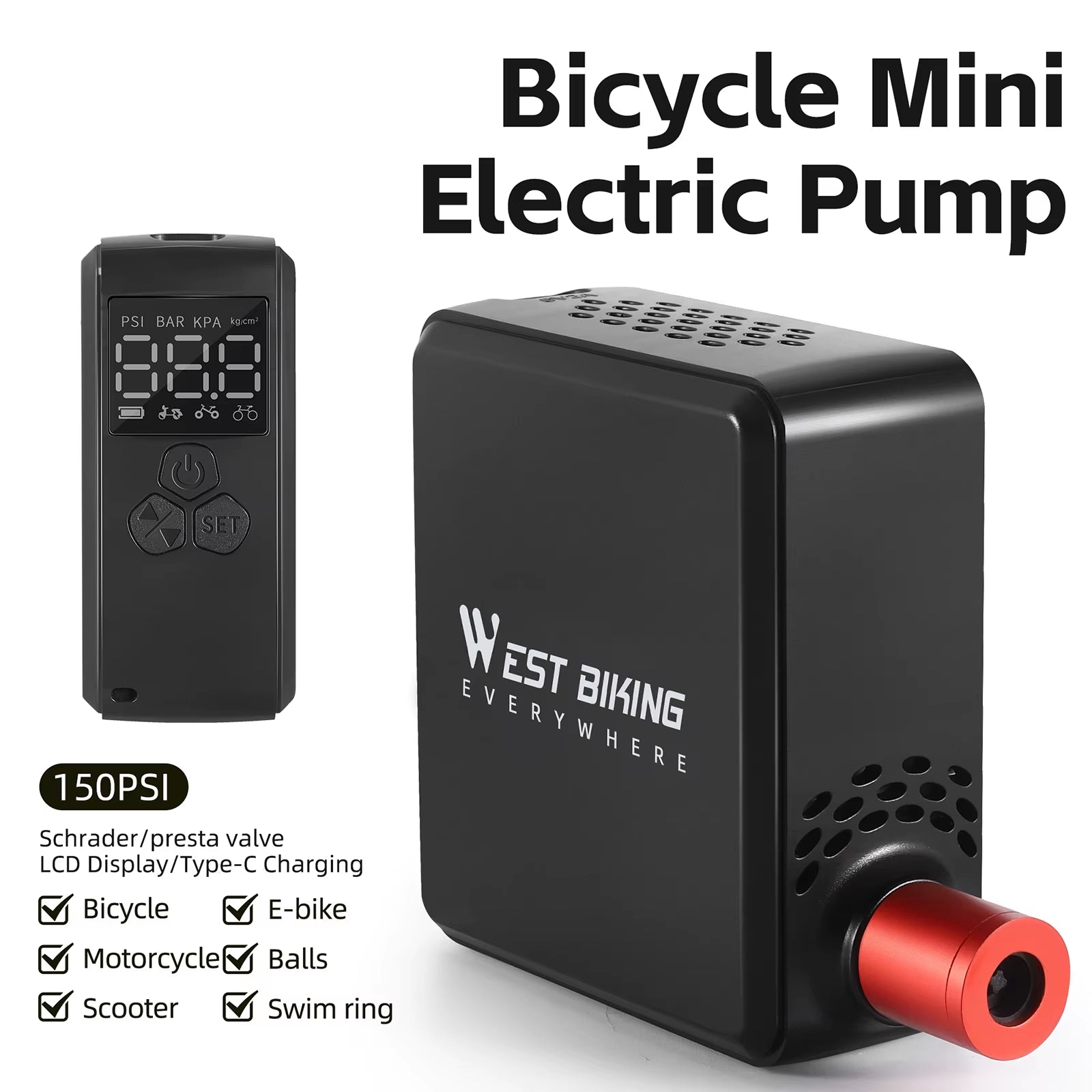 InstaInflate™ West Bike Compact Tyre Pump