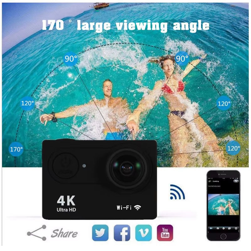 PovWorld™ 4K Action Camera, Full HD, waterproof. 15 accessories