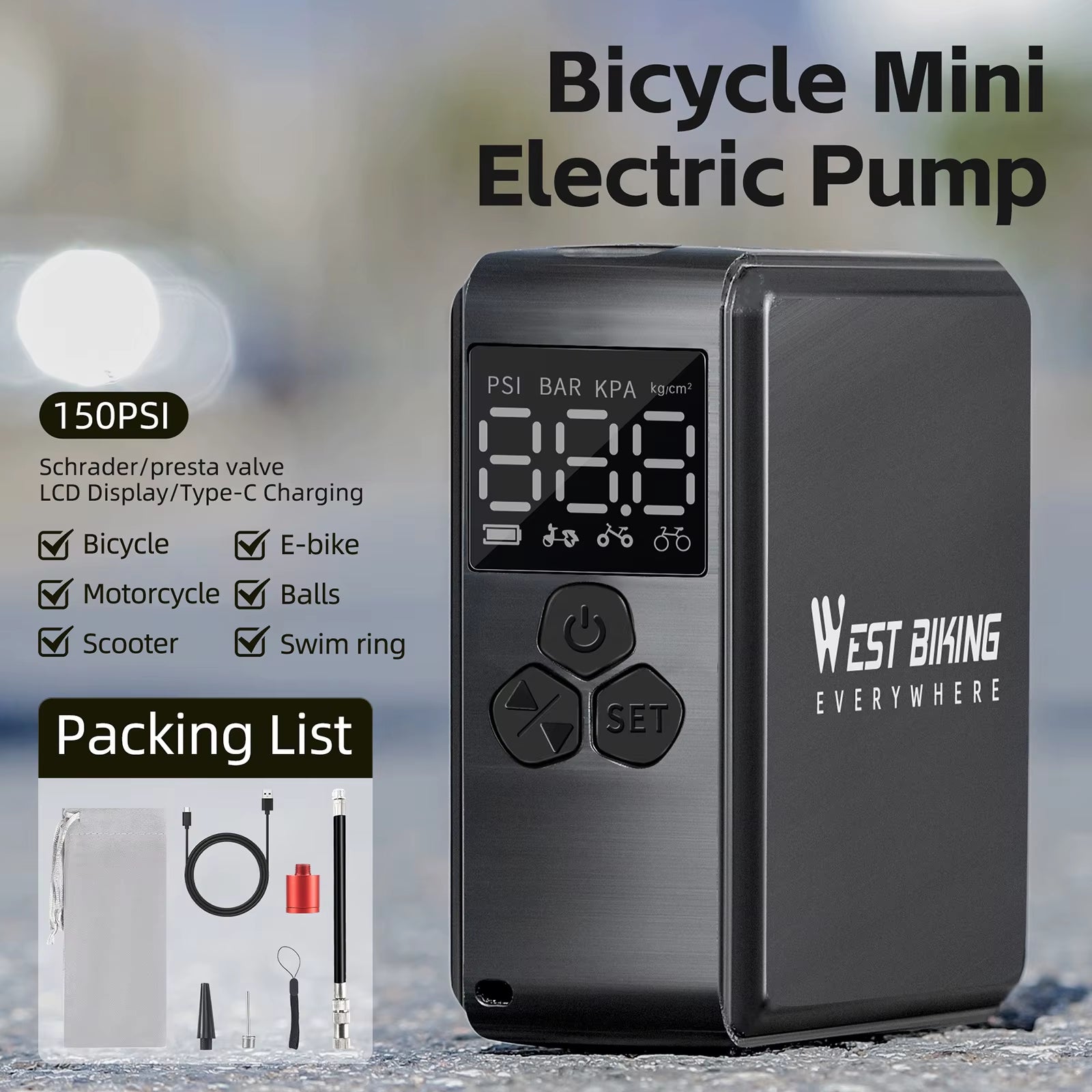 InstaInflate™ West Bike Compact Tyre Pump