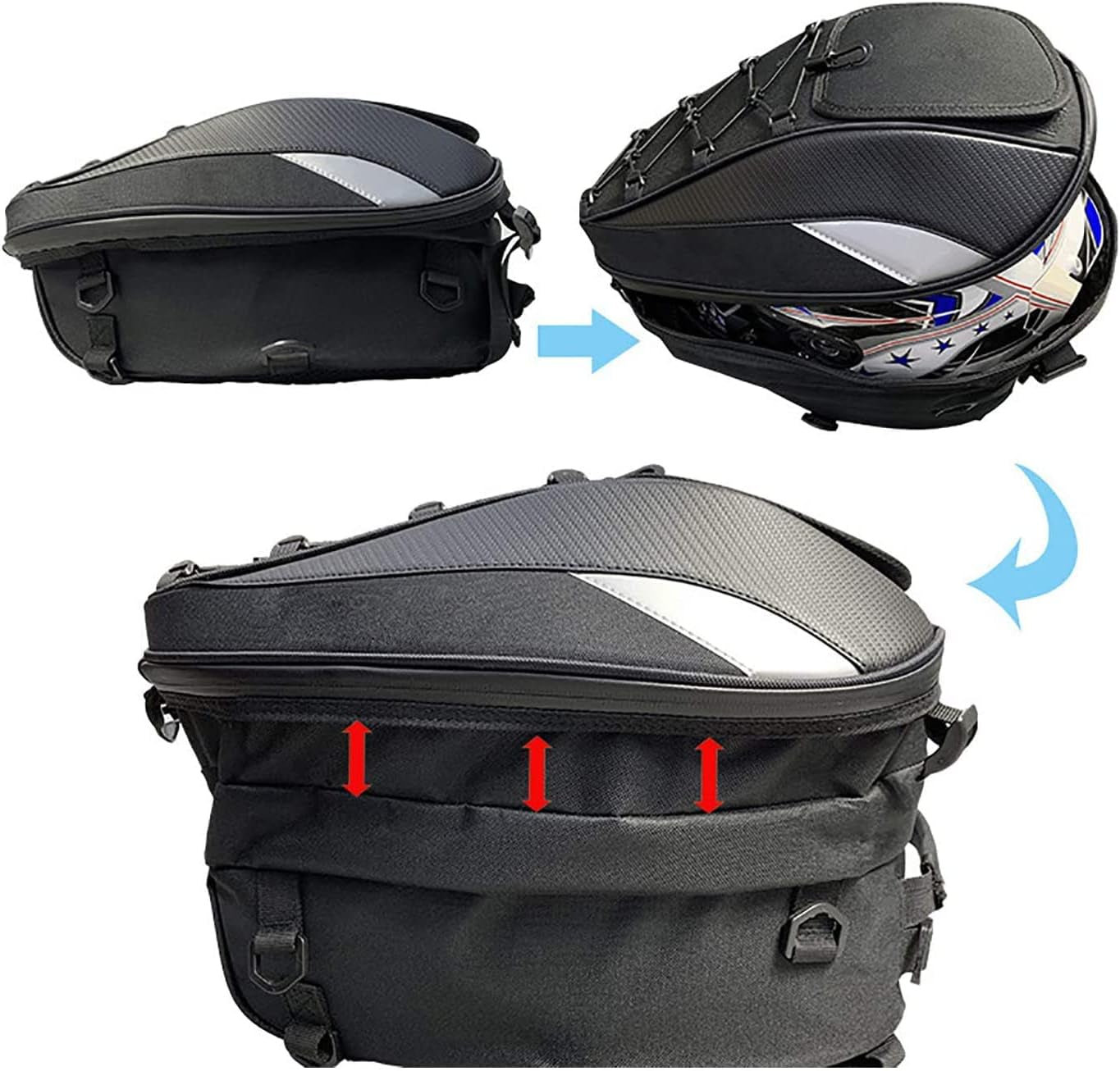 BullCargo™ Motorcycle Tail Bag, Waterproof - Can be a Backpack and fits helmet'