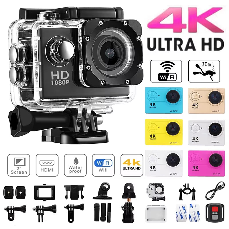 PovWorld™ 4K Action Camera, Full HD, waterproof. 15 accessories